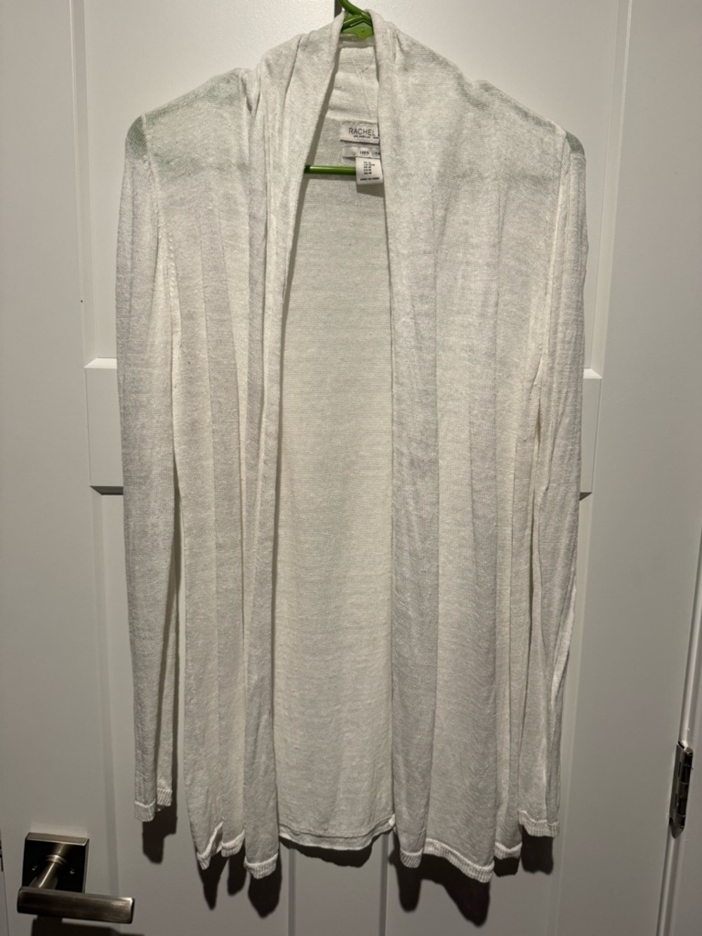 Rachel Zoe White Open-Front 100% Linen Cardigan